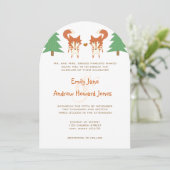 Cute Fox Wedding Invitation Kaart (Staand voorkant)