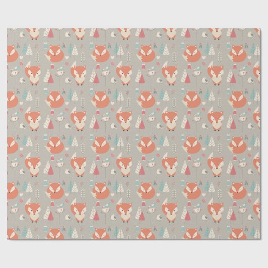 Cute Fox Winter Background Cadeaupapier (Vlak)