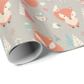 Cute Fox Winter Background Cadeaupapier (Rol Hoek)