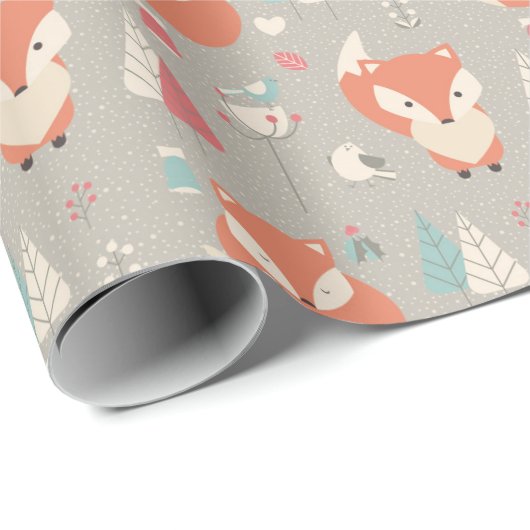 Cute Fox Winter Background Cadeaupapier (Rol Hoek)