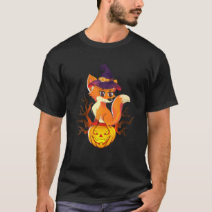 Cute Fox Witch Wizard Pumpkin Easy Halloween Costu T-shirt