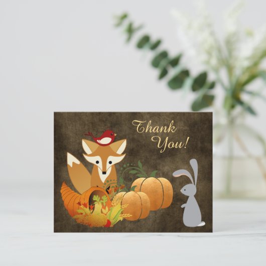 Cute Fox Woodland Animals Golden Autumn Hartelijk  Briefkaart (Staand voorkant)