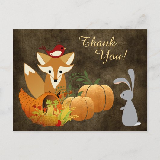 Cute Fox Woodland Animals Golden Autumn Hartelijk  Briefkaart (Voorkant)