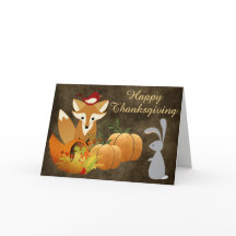 Cute Fox Woodland Animals Golden Thanksgiving