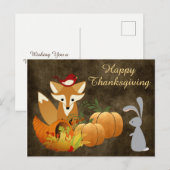 Cute Fox Woodland Animals Golden Thanksgiving Feestdagenkaart (Voorkant / Achterkant)