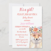 Cute Fox Woodland Animals Pink Rustic Baby Girl Kaart (Voorkant)