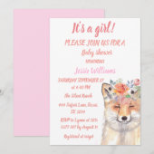 Cute Fox Woodland Animals Pink Rustic Baby Girl Kaart (Voorkant / Achterkant)