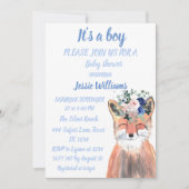 Cute Fox Woodland Animals Rustige Baby boy douche  Kaart (Voorkant)