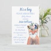 Cute Fox Woodland Animals Rustige Baby boy douche  Kaart (Staand voorkant)