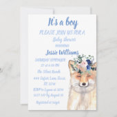 Cute Fox Woodland Animals Rustige Baby boy douche Kaart (Voorkant)