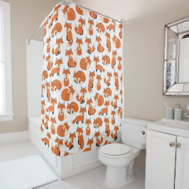 Cute Fox Woodland Autumn Forest Pattern Douchegordijn
