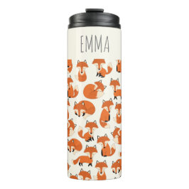 Cute Fox Woodland Autumn Forest Pattern Thermosbeker