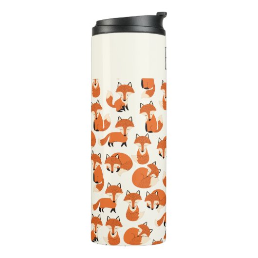Cute Fox Woodland Autumn Forest Pattern Thermosbeker (Gedraaid links)