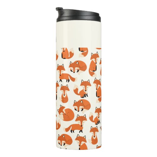 Cute Fox Woodland Autumn Forest Pattern Thermosbeker (Geroteerd rechts)