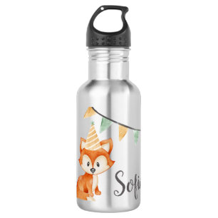 Cute Fox Woodland Feesthoed roze Waterfles