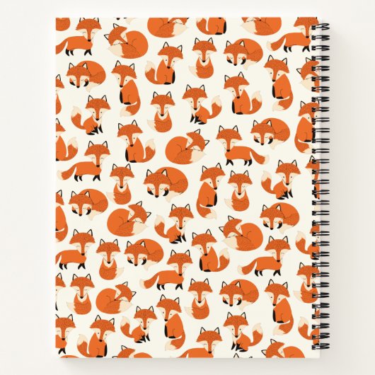 Cute Fox Woodland Forest Pattern Name Sketchbook Notitieboek (Achterkant)