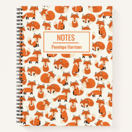 Cute Fox Woodland Forest Pattern Personalized Notitieboek