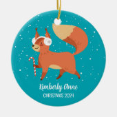 Cute Fox Woodland Kerstmis Snowy Winter Holiday Keramisch Ornament (Voorkant)