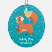 Cute Fox Woodland Kerstmis Snowy Winter Holiday Keramisch Ornament (Links)