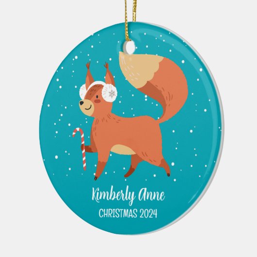 Cute Fox Woodland Kerstmis Snowy Winter Holiday Keramisch Ornament (Links)