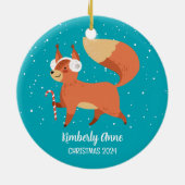 Cute Fox Woodland Kerstmis Snowy Winter Holiday Keramisch Ornament (Achterkant)