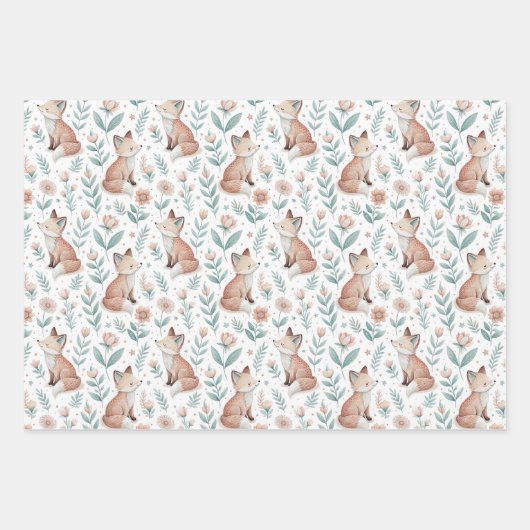 Cute Fox Wrapping Paper (Voorkant 2)