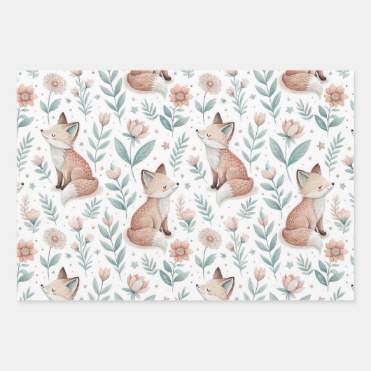 Cute Fox Wrapping Paper (Voorkant)