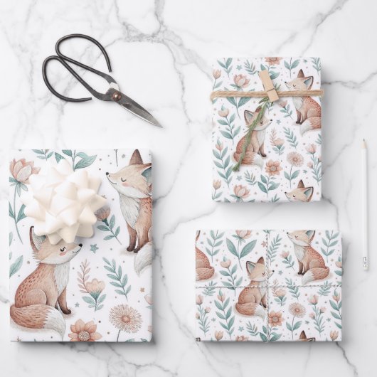 Cute Fox Wrapping Paper (Voorkant)
