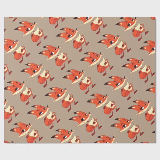 Cute Fox Wrapping Paper Cadeaupapier (Vlak)