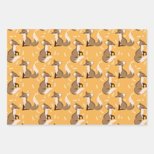 Cute Fox Wrapping Paper Set (Voorkant)