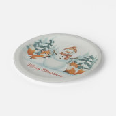 Cute Foxes and Snowman Merry Christmas Papieren Bordje (Gekanteld)