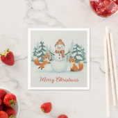 Cute Foxes and Snowman Merry Christmas Servet (Insitu)