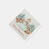 Cute Foxes and Snowman Merry Christmas Servet (Hoek)