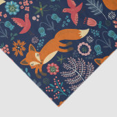 Cute Foxes Birds & Flowers Pattern Tissuepapier (Detail)