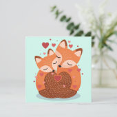 Cute Foxes Feestdagenkaart (Staand voorkant)