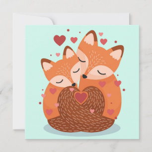 Cute Foxes Feestdagenkaart