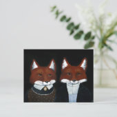 Cute Foxes Folk Art, Amerikaans gotisch briefkaart (Staand voorkant)