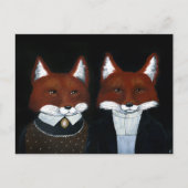 Cute Foxes Folk Art, Amerikaans gotisch briefkaart (Voorkant)