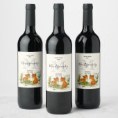 Cute  Foxes Kerstmis Wine Making Wijn Etiket (Flessen)
