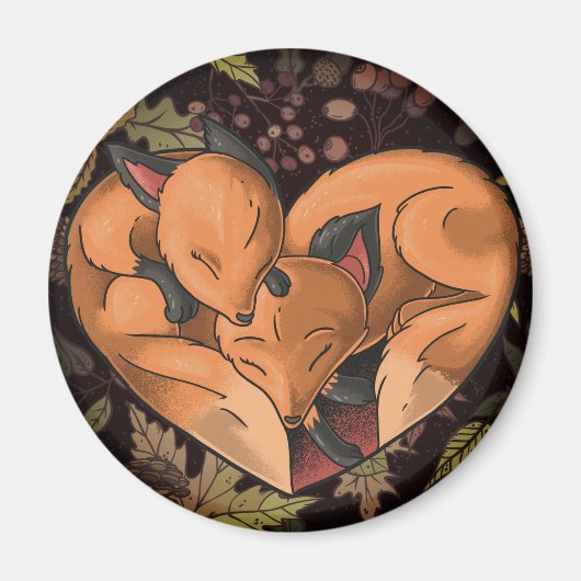 Cute Foxes Magnet (Voorkant)