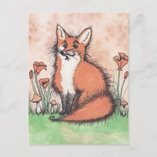 Cute Foxie & Flowers Briefkaart (Voorkant)