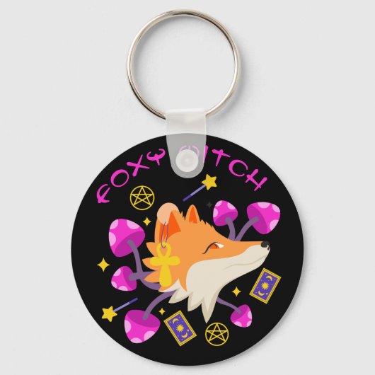 Cute Foxy Witch Magick Fox Witchcraft Sleutelhanger (Voorkant)