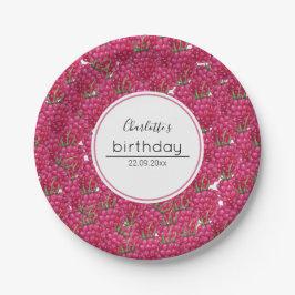 Cute frambozen verjaardagsfeest watercolor patroon papieren bordje