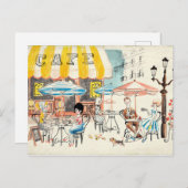 Cute France Café Scene Sketch Briefkaart (Voorkant / Achterkant)