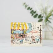 Cute France Café Scene Sketch Briefkaart (Staand voorkant)