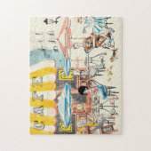 Cute France Café Scene Sketch Legpuzzel (Verticaal)