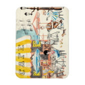 Cute France Café Scene Sketch Magneet (Verticaal)