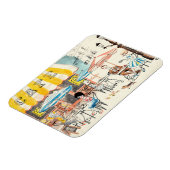 Cute France Café Scene Sketch Magneet (Linkerzijde)