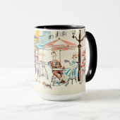 Cute France Café Scene Sketch Mok (Voorkant rechts)