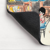 Cute France Café Scene Sketch Muismat (Hoek)